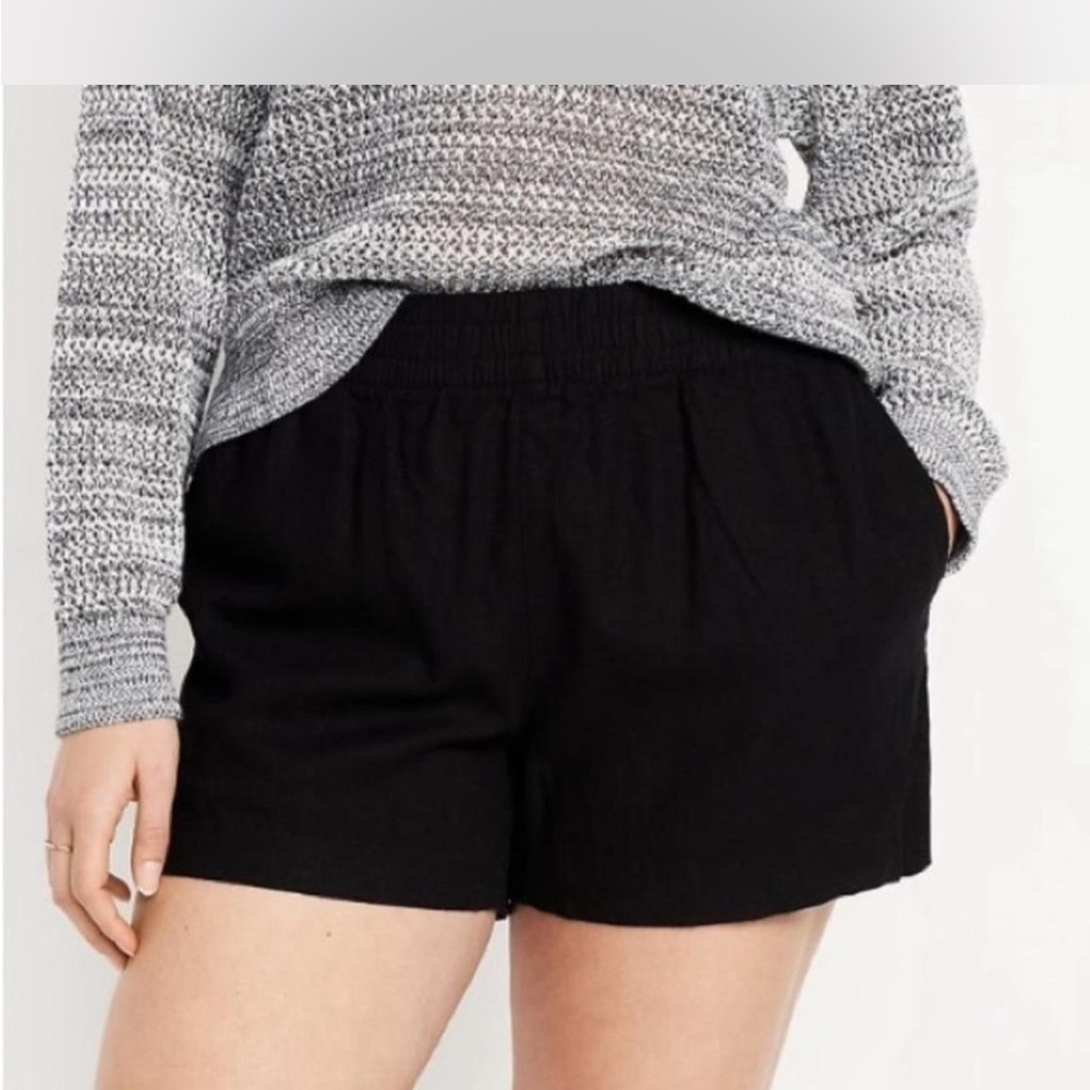 Old Navy Women's High Waist Black linen Shorts